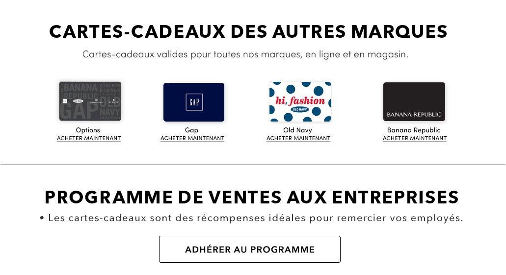 cartes-cadeaux des autres marques